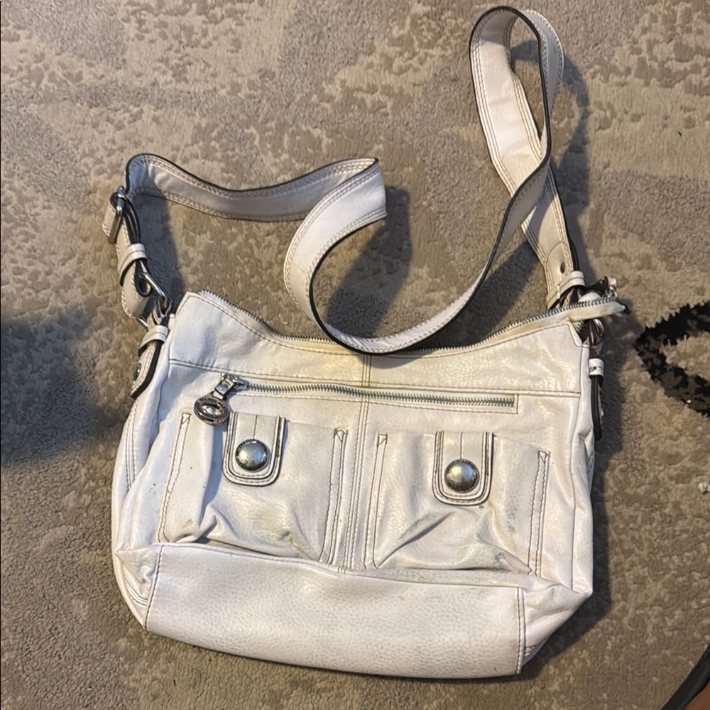 Franco Sarto Cream Shoulder Bag with Adjustable Strap